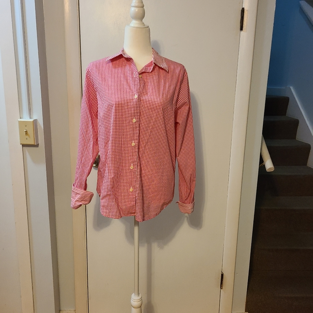 Tommy Hilfiger pink and white button down shirt